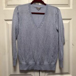 L.L. Bean Signature Light Blue V-Neck Sweater Size L